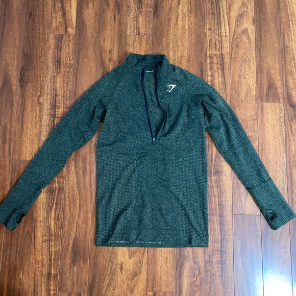 Gymshark 1/4 zip dark green long sleeve - Picture 1 of 4